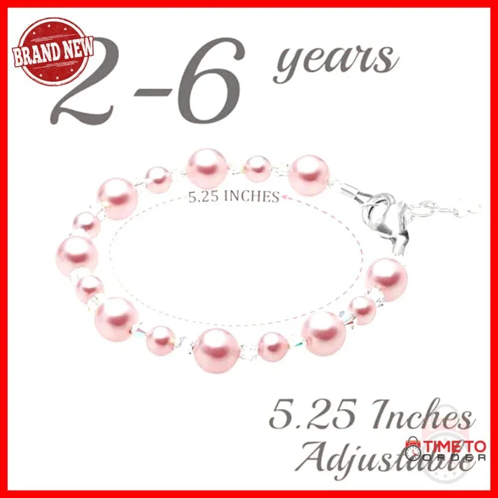 Sterling Silver Pearl Bracelet for Toddlers, Adjustable Keepsake Jewelry
